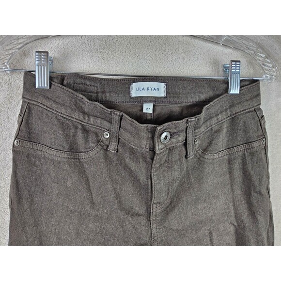 Lila Ryan Women's Brown Tapered Slim Denim Jeans Size 27 - Picture 2 of 3